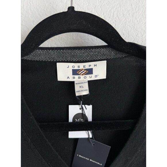 Joseph Abboud Men’s Modern Fit V-Neck Black 100% Merino Wool Sweater Size XL NWT - Picture 4 of 10